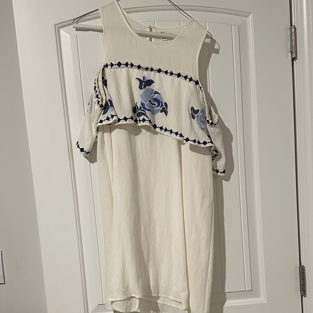 Miami White and Navy Embroidered dress